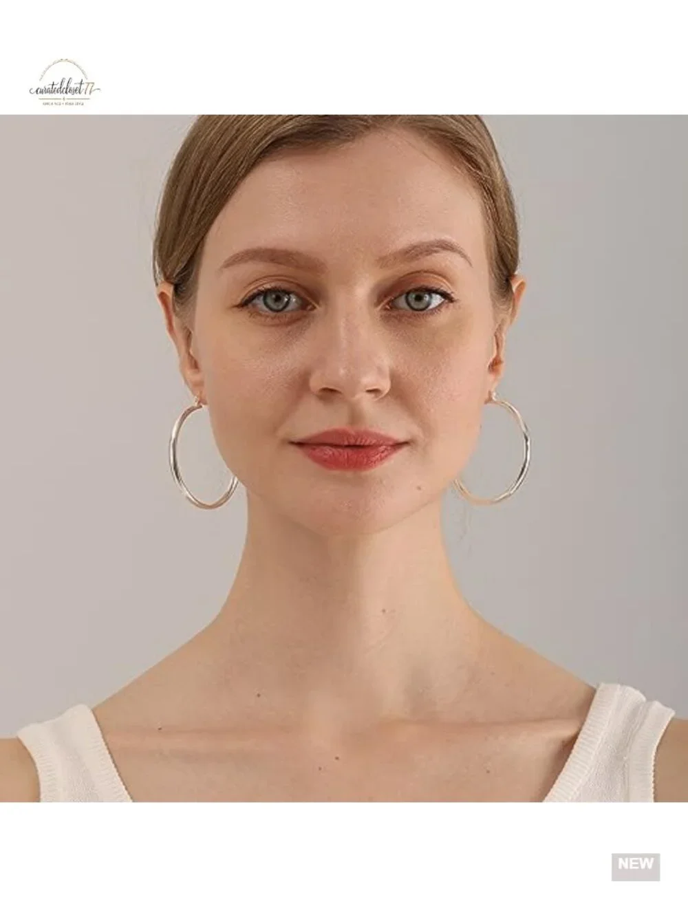 Thick Gold Chunky Hoop Earrings Sterling Silver Post Hypoallergenic Lightweight
